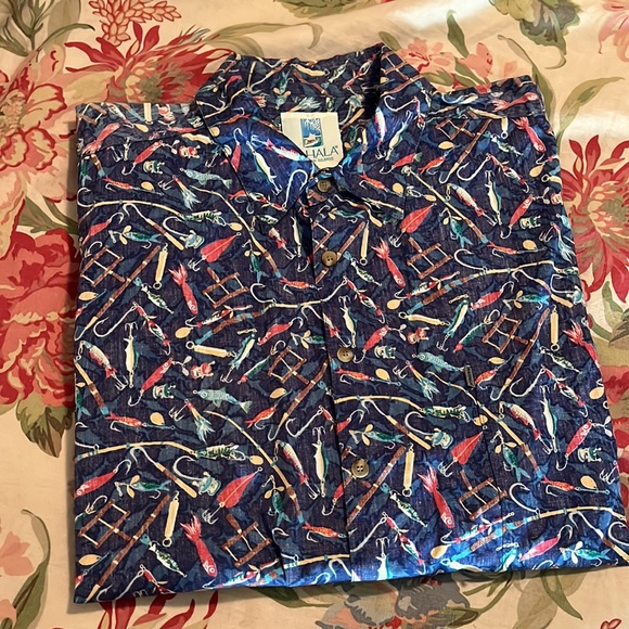 Vtg 90s KAHALA HAWAIIAN ISLANDS sz XXL Fish Lure ButtonFront Cotton Hawaii USA - Picture 15 of 16
